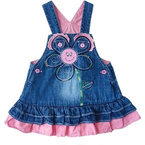 ZL Magic Baby & Little Girl Soft Cotton Denim Adjustable Overalls Dress Braces Skirt Toddler Girl Suspender Dress Outfits