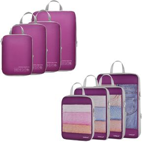 Cambond 4 Set Compression Packing Cubes Purple Bundle with 4 Set See Through Mesh Compression Packing Cubes Purple in Kuwait