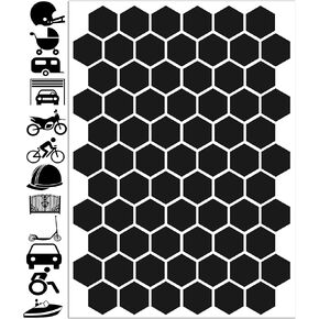 71pcs High Visibility Warning Reflective Stickers Hexagon Honeycomb Kit Decals Black Reflector Highly Night Safety Sign Visibility Universal Self - Adhesive D 52