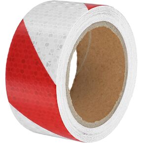 ACROPIX Universal 5cmx10m Red and White Twill Car Reflective Stickers Reflective Tape Safety Warning Reflective Protector - Pack of 1