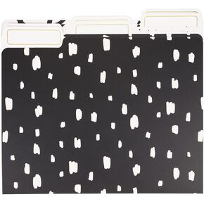 U Brands Artistic Elements File Folders, Office Supplies, 1/3-Cut Tabs in Assorted Positions, Letter Size, Black and White, 6 Count