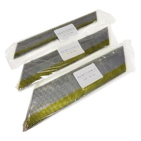 Angled Finish Nails Set (3 Assorted Sizes - 1-1/4", 2", 2-1/2") 15 Gauge, Clipped D Head, Electro Galvanized (33-35 Degree) - 900pcs Box (300pcs per Size) (DHAFNEG-AS3)
