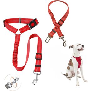 Reflective 2 in 1 Dog Cat Seat Belt Stretchable, Expandable Harness Leash and Headrest Collar Accessary for Vehicle, Pet Safety, Nylon, Heavy Duty and Elastic (Black)