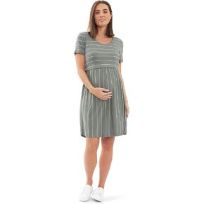 Crop Top Nursing Dress Olive/White