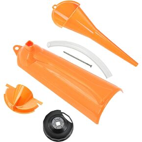 HCmotorku Crankcase Fill Funnel Drip-Free Oil Filter Funnel Primary Case Oil Fill Funnel Oil Filter Wrench Set Fit for Harley 4 Pcs Orange