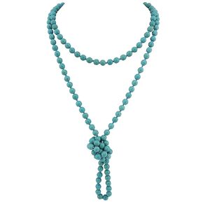 Long Genuine Turquoise Choker Necklace - Green African Real Turquoise Statement Bead Necklace for Women Girls