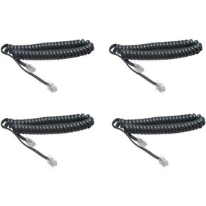 GLIAN Telephone Handset Cord, 4 Pack Black Coiled Phone Cord Cable 1.6 to 10 Feet Uncoiled Landline Extension Modular Wire RJ11 4P4C Telephone Accessory