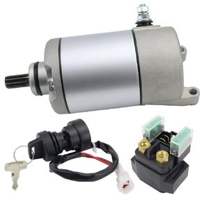 STABSOLI Starter Motor & Relay & Ignition Switch for Yamaha YFM35 YFM350 Grizzly 350 2007-2014 Bruin 350 2004-2006 Wolverine 350 2006-2009, Replaces 3HE-81800-00-00 3HE-81890-00-00