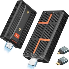 جهاز إرسال واستقبال HDMI لاسلكي من Dbilida، موسع HDMI لاسلكي 2.4/5 جيجا هرتز، محول HDMI لاسلكي دونجل HDMI لاسلكي للبث من الكاميرا، DSLR، الكمبيوتر الشخصي، الكمبيوتر المحمول إلى التلفزيون/جهاز العرض/الشاشة