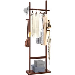Coat Rack Tree Stand with Very Sturdy Base, Freestanding Small Clothes Rack Heavy Duty, Garment Hanging Racks for Kids and Adults, Space Saving Brown USYD-203