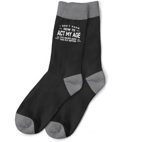 Birthday Gift Socks for Men Act My Age Keepsake 18th 21st 30th 40th 50th 60th 65th 70th 75th 80th 90th Present Size 7-12 (Brown/Grey) in Kuwait