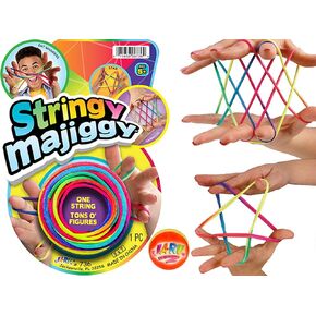 JA-RU Stringy Majiggy Cats Cradle - Chinese String Toys (2 Cats Cradle) Finger Hand String Tricks Games for Kids & Adults Girls & Boys. Rainbow Rope Toy. Party Stocking Stuffers. 736-2s