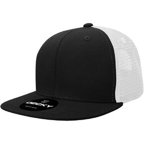 DECKY Boys Youth 6 Panel High Profile Structured Cotton Trucker, Black/White Baseball Cap, Multi