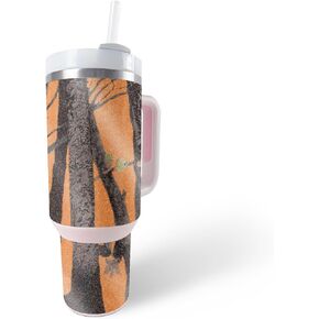 MightySkins Glossy Glitter Skin Compatible with Stanley The Quencher H2.0 FlowState 40 Oz Tumbler - Orange Swirl | Protective, Durable High-Gloss Glitter Finish | Easy to Apply