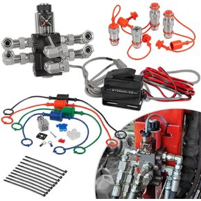 LAIKOU Hydraulic Solenoid Diverter Valve Multiplier Selector with Rocker Switch and Ag Coupler Kit Replacement for Part # DV5008RAG, 13GPM DC12V SAE Ports, MAX Pressure 200 Bar