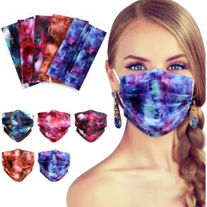 100 Pcs Disposable Face Masks - 3-Layer Breathable Safety Masks,Disposable Masks for Adults Men Women,Holiday Colorful Mask in Saudi Arabia
