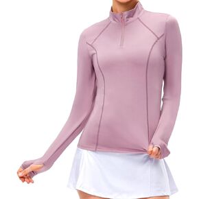 TERODACO Women's UPF 50+ Sun Protection Shirts 1/4 Zip Long Sleeve Shirt Quick Dry Pullover Hiking Tops with Thumbholes