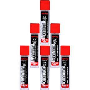 rOtring 0.7mm 2B Super Polymer Strong Dark Pencil Lead Refills for Mechanical Pencils - 144 Leads in Total - Pack of 6 Tubes
