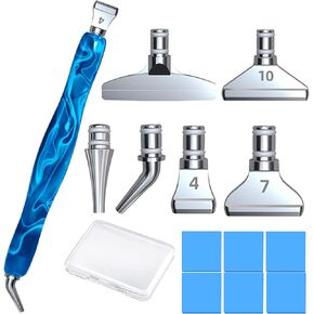 Silver Metal Stainless Steel Tip Resin Diamond Painting Art Club Sticky Drill Dot Pen Stylus Kits Set Accessories Tool with for 5d DIY Diamond Painting Gem Nail Art Decoration Diamond Art White