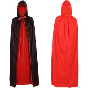 MoDooris Halloween Vampire Cloak Unisex Reversible Hooded Cape Black Red Robe for Halloween Christmas Costume Cosplay Party