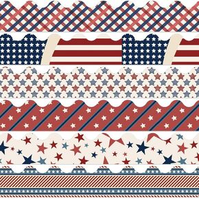 JarThenaAMCS Patriotic Retro Bulletin Board Borders 4th of July Star Stripe Self-Adhesive Border Trims Vintage Scalloped Border Sticker Decals for School Classroom Independence Day Party, 72Pcs