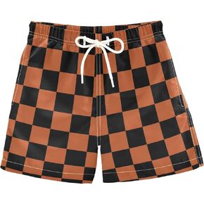 Buffalo Check Plaid Boys Swim Trunks Checkerboard Toddler Beach Board Shorts Summer Bathing Suit 2T
