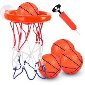 LovesTown 4PCS Bathtub Basketball Hoop, Suction Cup Basketball Hoop Bath Toys Shower Toys for Kids Mini Basketball for Toddlers Gift