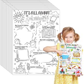 Resurhang 50 Pcs Father's Day Color Your Own About Dad Coloring Posters for Kids Children Crafts for Kids Home Classroom Activities