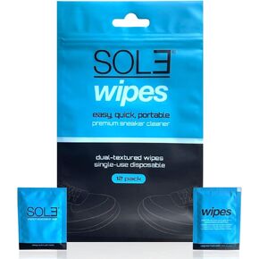 SOL3 Sneaker Cleaner Wipes (Pack of 12) - Quick Shoe Cleaning for Leather, Canvas, Mesh & More