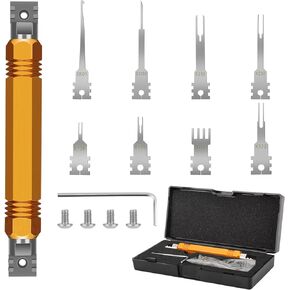 Linkstyle Terminal Removal Tool kit, Double Head Detachable Electrical Pin Extractor Tool with 8PCS Replacement Tips,Suitable for AMP,Delphi,Metri Pack,Molex Connector,Repair Terminal Release Tool Kit