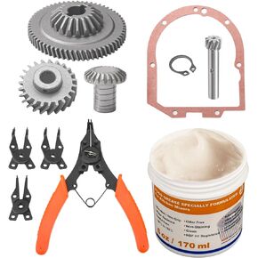 W11192794 Hub Gear Kit & W10112253 Mixer Worm Gear & 6 Oz Food Grade Grease for Whirlpool/Ki-tchenAid Mixer, Included Retaining Ring Pliers, 4162324 gasket, 240210-2 4162037 Shaft and Pinion Gear