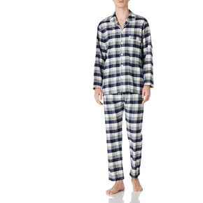 JSTEX Fannel Pajamas for Men 100% Cotton Pajama Set Long Sleeve Button Down Men's Sleepwear Soft Mens Pjs Set