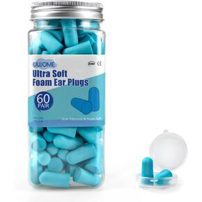 UUJOME Sleeping Ear Plugs for Noise Reduction - Super Soft Foam Ear Plugs 60 Pair, Reusable Earplugs for Snoring Blocking, Working, Shooting, Hearing Protection NRR 32dB