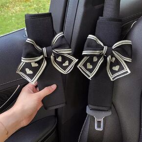 ZigiHos Cute Bow Car Seat Belt Cover Pads Seat Strap Cushion Pads 2Packs & 4Packs Soft Seat Belt Cover for Shoulder Pad Neck Cushion Protector Car Accessories Universal Seat Belt Cover (Brick red,4)