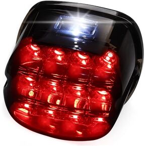 MotoParAcc Smoked LED Tail Light, Motorcycle Rear Layback Brake Taillights for Harley Road King, Softail, Street Glide, Sportster and Touring