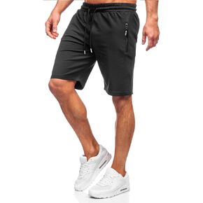 PIDOGYM Men's Shorts Casual Classic Fit Drawstring Summer Beach Shorts with Elastic Waist and Zipper Pockets