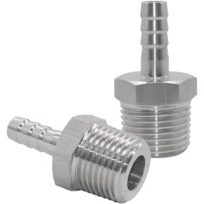 Joywayus Stainless Steel Barb Fitting 1/2" Hose Barb x 1/2" Male NPT Hose Fitting Water Fuel Air(Pack of 3)