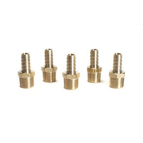 LTWFITTING Brass Barb Fitting Coupler/Connector 3/8-Inch Hose ID x 3/8-Inch Male NPT Fuel(Pack of 5)