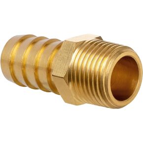 JUWO 5/16" Barb x 3/8" NPT Male Pipe, Brass Hose Barb Fitting for Air, Gas, Fuel, Oil (1-Pack)