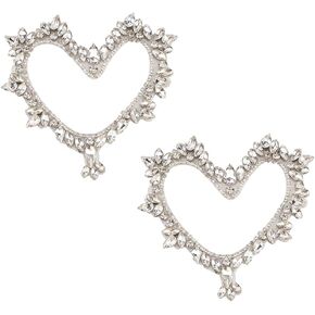 FINGERINSPIRE 2pcs Rhinestone Applique for Dress (Black,9.5x3.7inch) Iron on/Sew Crystal Patch Hotfix Diamond Sewing Appliques for Bridal Dress, Gowns, Headpiece, Belt or Other Item Decoration