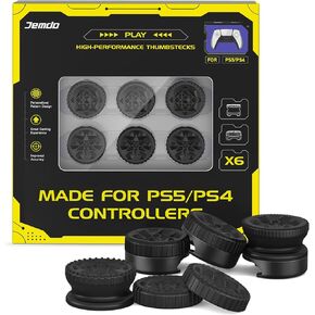 JINGDU Thumb Grip Joystick Set for PlayStation 5 Controller(PS5 Performance Thumbstick Grips),PlayStation 4 Accessories(PS4), Suitable for FPS+TPS Games, 2 High Layers, 4 Mid Layers,Black-SJ