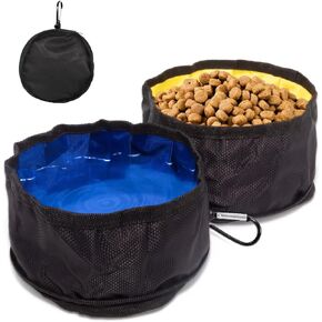 Cooway Travel Dog Bowls(67oz), 2 in 1 Collapsible Portable Dog Water Food Double Bowls Outdoor Feeding Foldable Dog Bowl for Pets Traveling Camping Walking,Includes Carabiner