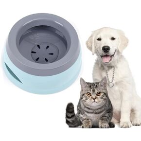 Dog Water Bowl No Spill, 25oz Large Capacity Slow Water Feeder, Spill Proof Pet Water Dispenser Vehicle Carried Travel Drinking Water Bowl for Dogs, Cats (Blue)