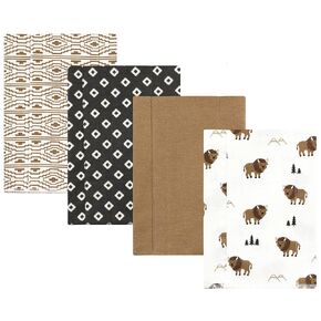 Hudson Baby Unisex Baby Cotton Flannel Burp Cloths, Wild Buffalo 4 Pack, One Size