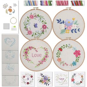 Ebherys Level2: مجموعتان من العبوة، 1 طوق و1 إطار أبيض، طقم تطريز يدوي للبالغين، غير متقاطع، حفل زفاف وهدية، غرز جديدة من تنورة الشاش والشعر الطويل (الزفاف) in Kuwait