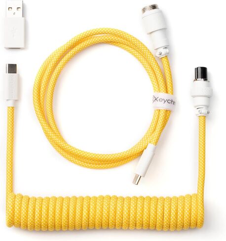 Keychron Custom Coiled Aviator USB Cable - Yellow in Saudi Arabia