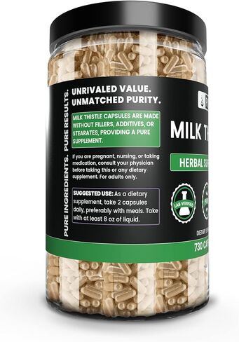 Pure Original Ingredients Milk Thistle (730 Capsules) No Magnesium Or Rice Fillers, Always Pure, Lab Verified in Saudi Arabia