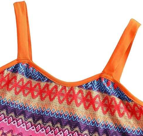 RoseSeek Girl's 2 Piece Outfits Boho Print Sleeveless Camisole Tops and Flare Pants Set Vacation Outfits in Saudi Arabia