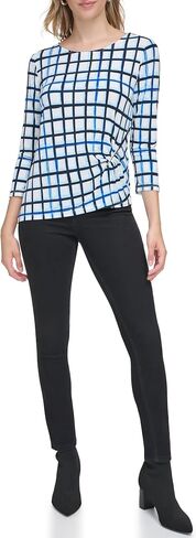 Calvin Klein Women's Plus 3/4th Sleeve Printed Blouse Top in Saudi Arabia