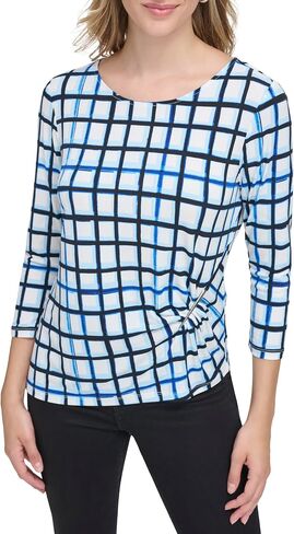 Calvin Klein Women's Plus 3/4th Sleeve Printed Blouse Top in Saudi Arabia